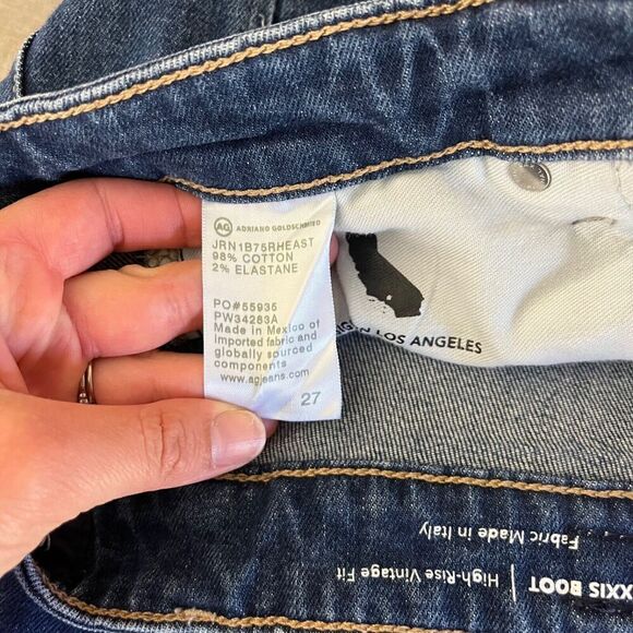 AG Adriano Goldschmied Alexxis Boot High Rise Vintage Fit Denim 27 Raw Hem - Picture 5 of 8